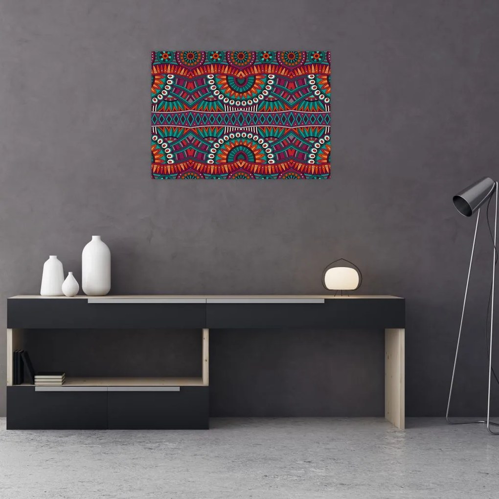 Tablou pe sticlă cu bastracție ornamentală (70x50 cm)