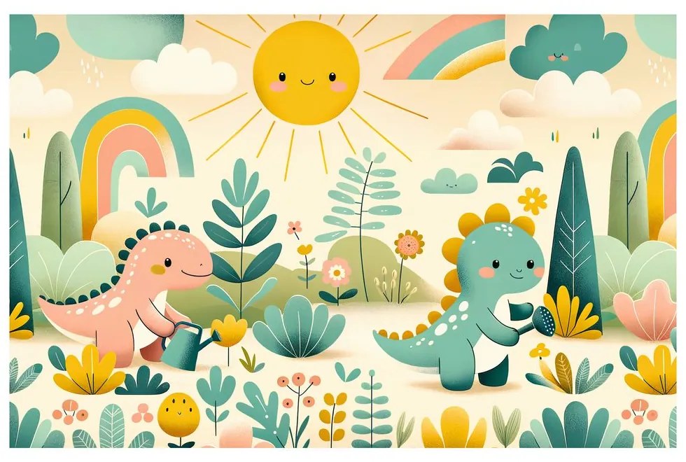 Tablou zi de joacă pentru dinozauri în natură