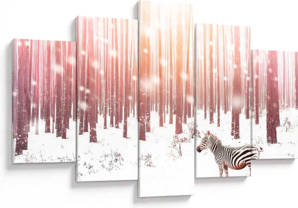 Tablou - Zebra în pădurea înzăpezită (150x105 cm)