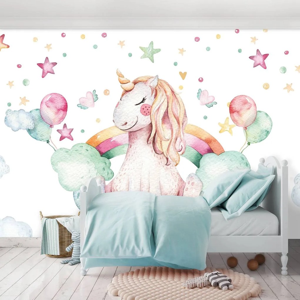 Fototapet - Unicorn și norii (254x184 cm)