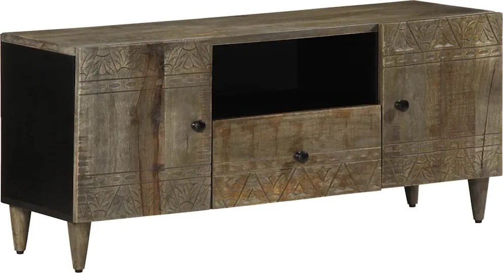 vidaXL Dulap TV Gri deschis 105x33,5x46 cm Lemn masiv Mango
