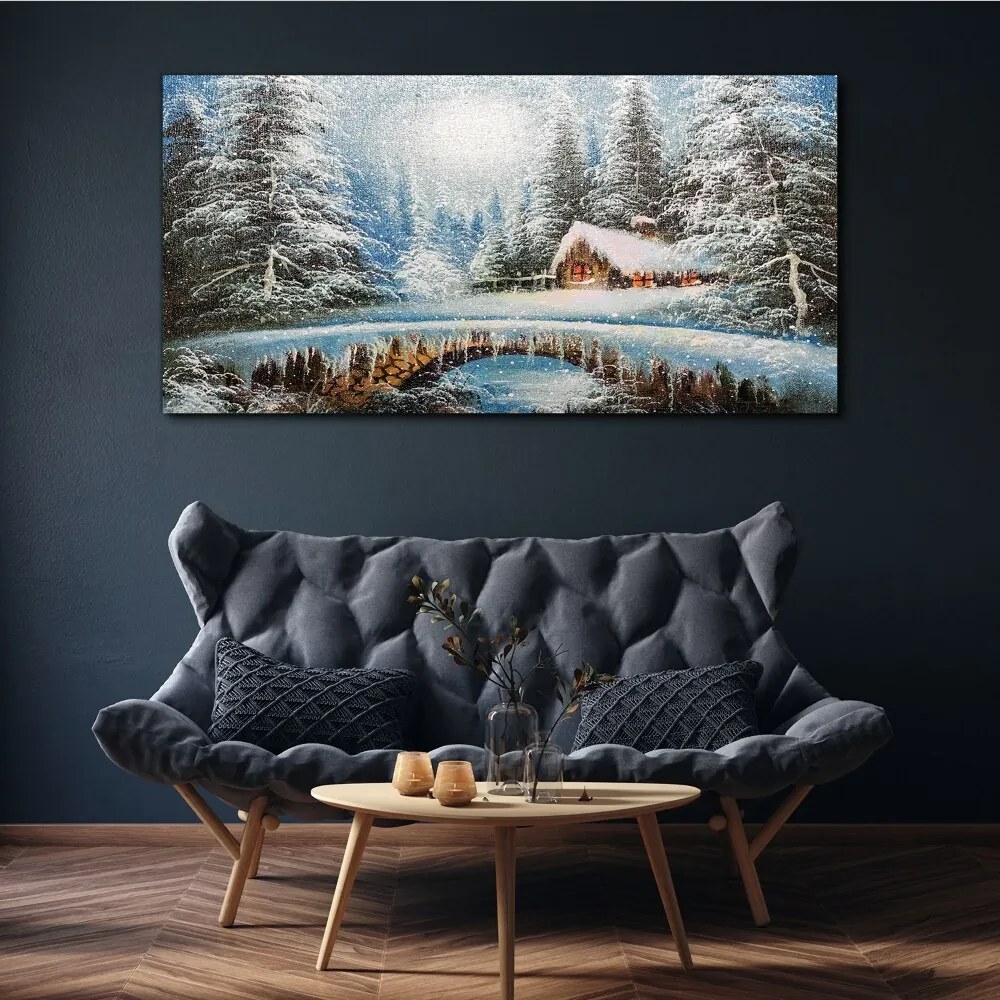 Tablou canvas Iarna Zăpadă Pădure Natura