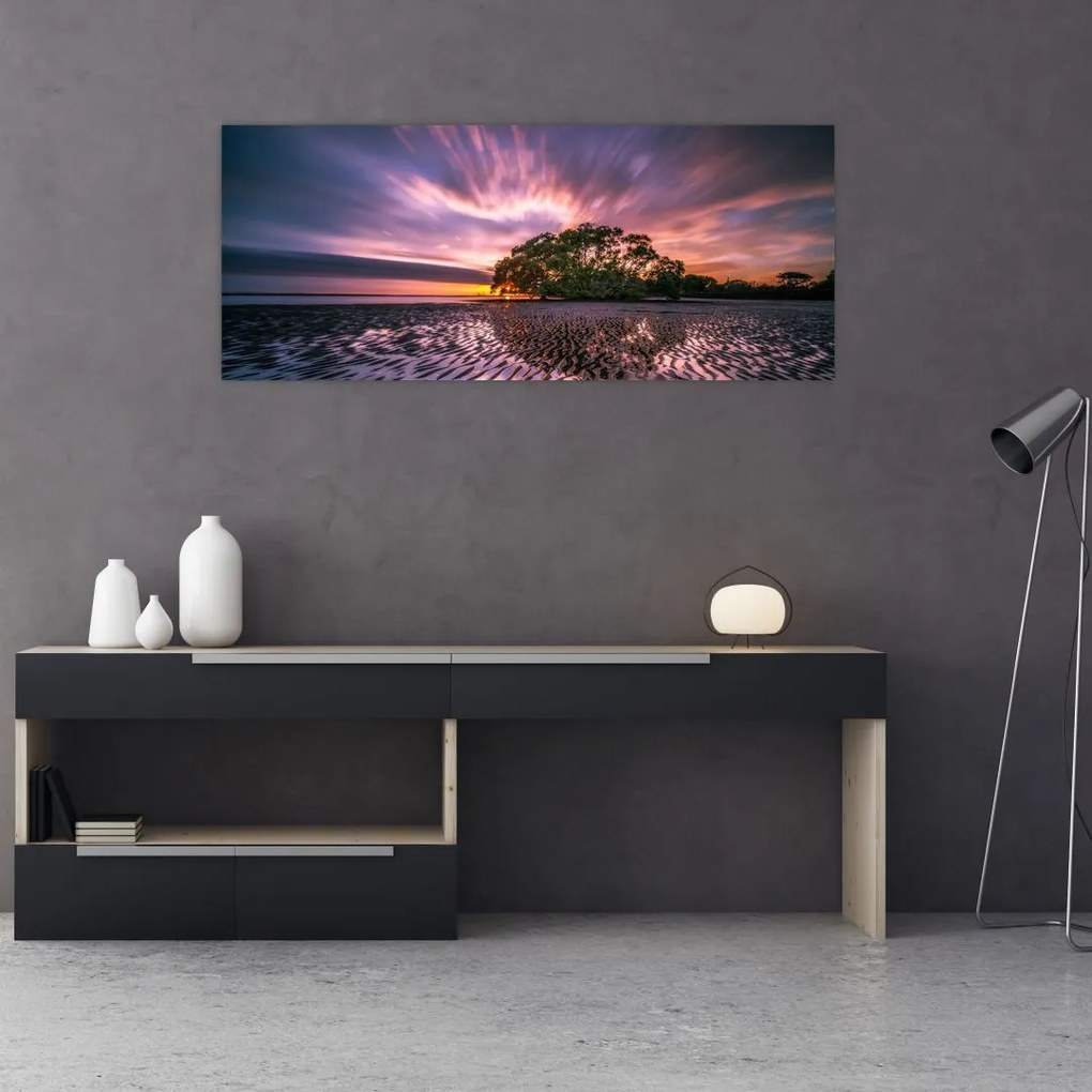 Tablou copacului pe plajă (120x50 cm)