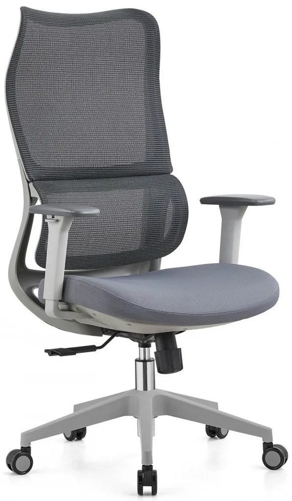 Scaun ergonomic, mecanism inclinare/blocare in 3 pozitii, suport lombar dinamic, spatar Mesh, Gri