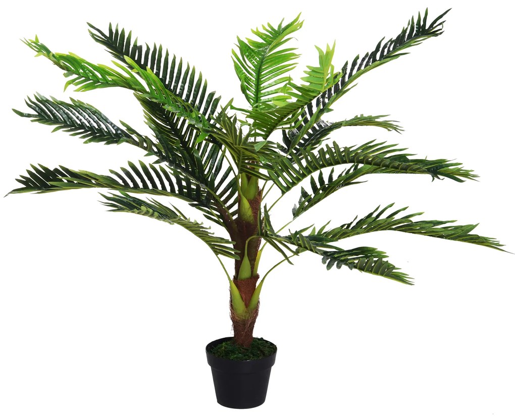 Outsunny Planta Artificiala Palmier Cycas Inaltime 123cm, Planta Artificiala cu Ghiveci Inclus, Decoratiune pentru Casa si Gradina | Aosom Romania