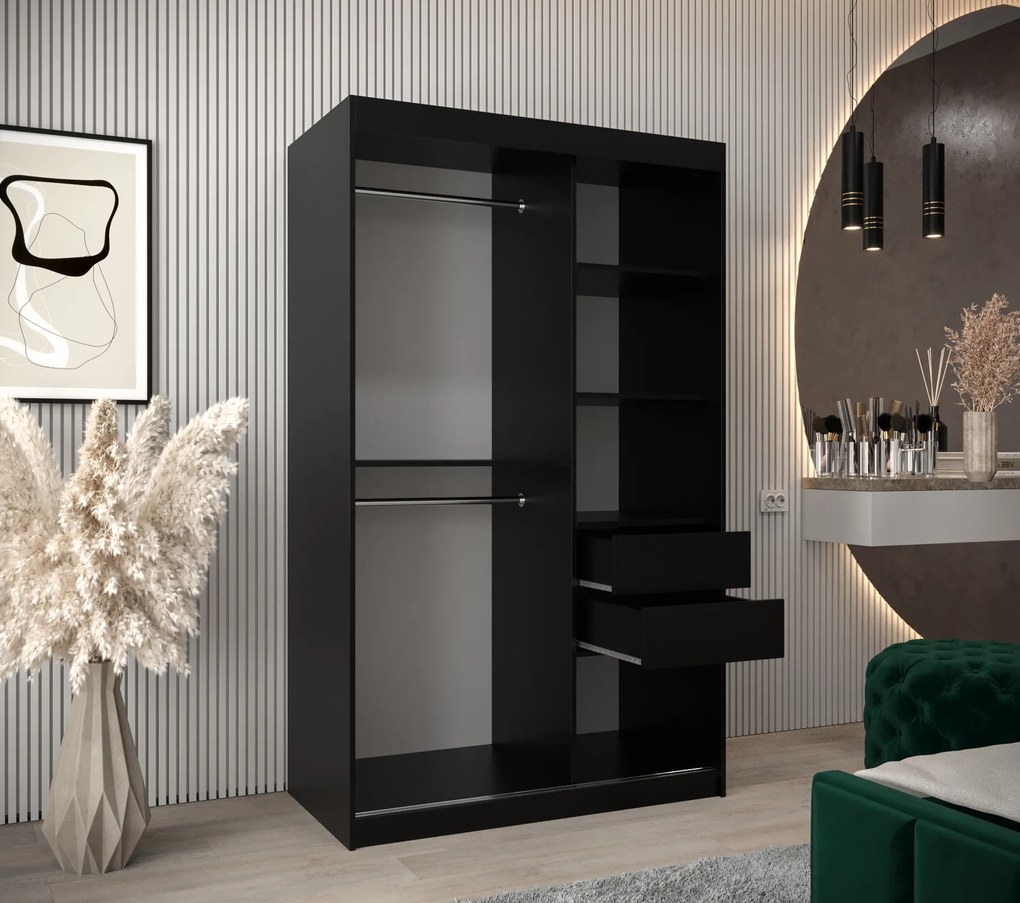 Dulap de haine 120 cm Mokka (Negru). 1126025