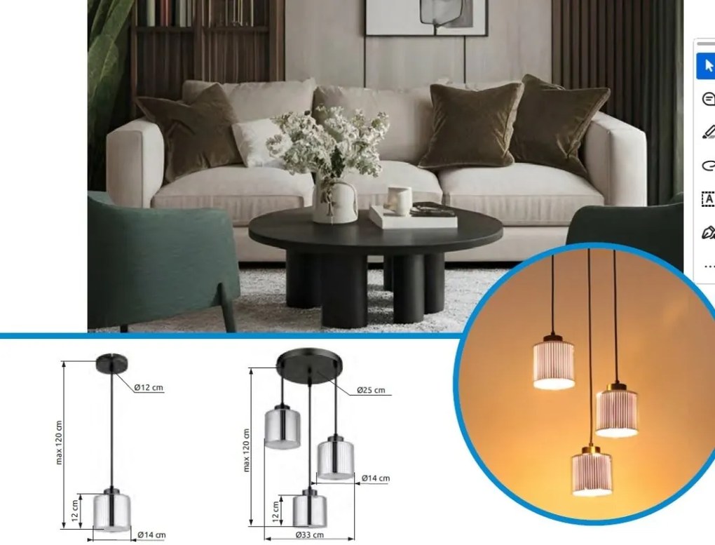 Plafoniera design modern FELICIA 34,5cm negru/crom 16056-3D GL