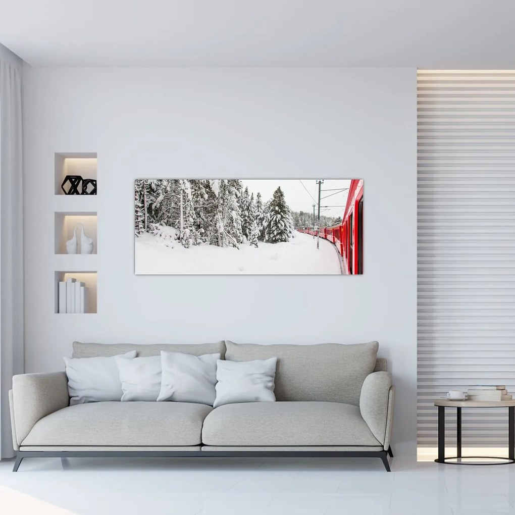 Tablou - Tren într-un peisaj înzăpezit (120x50 cm)