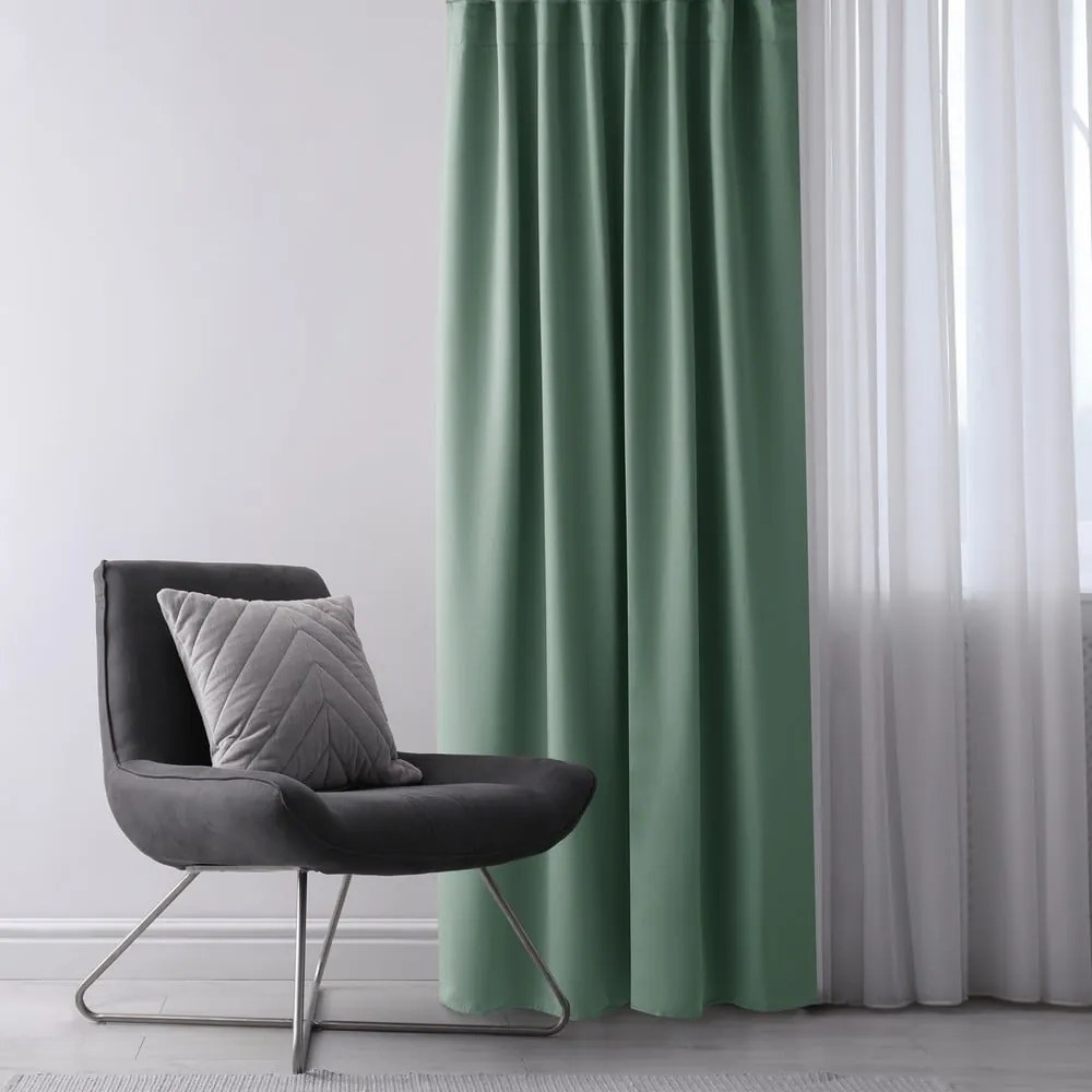 Draperie verde-mentă dimout (semi-opacă) 140x175 cm Kierra – Restilo