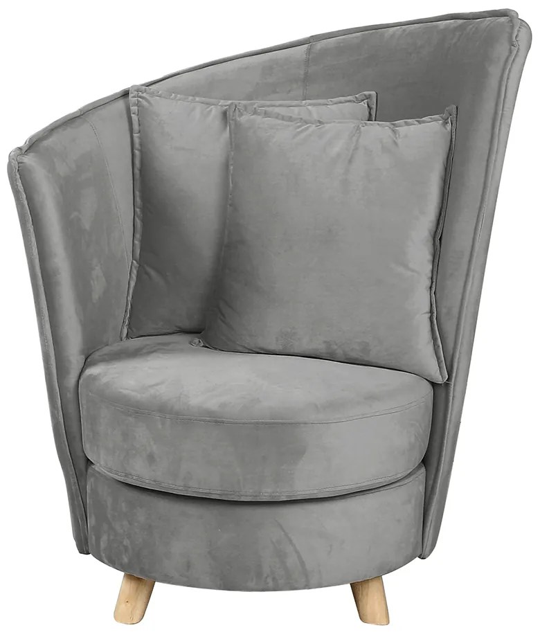 Fotoliu în stil Art Deco, catifea Velvet gri deschis/stejar, ROUND