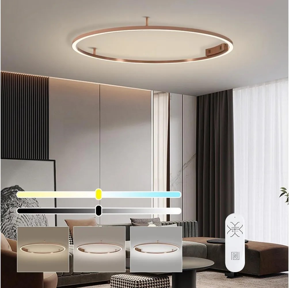 Immax NEO 07325-120C-LED Plafonieră dimabilă FINO 72W/230V 120 cm Tuya roz auriu, cu telecomandă