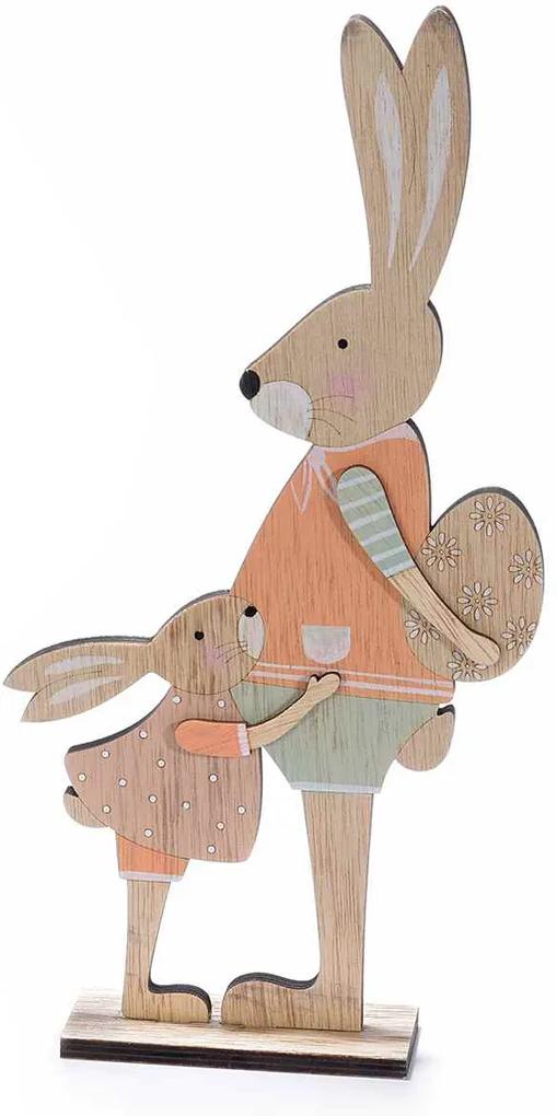 Decoratiune Iepurasi Paste Boy din lemn 15 cm x 4 cm x 31 h