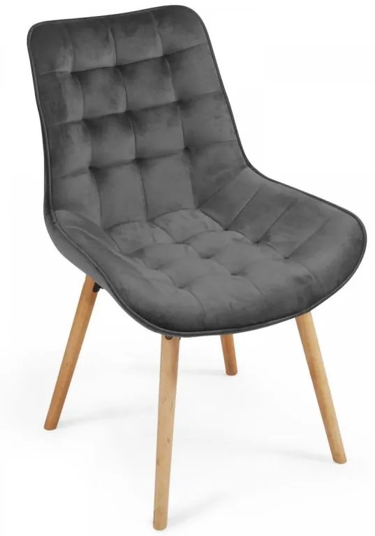 MIADOMODO Set scaune de sufragerie matlasate, gri închis 2 b