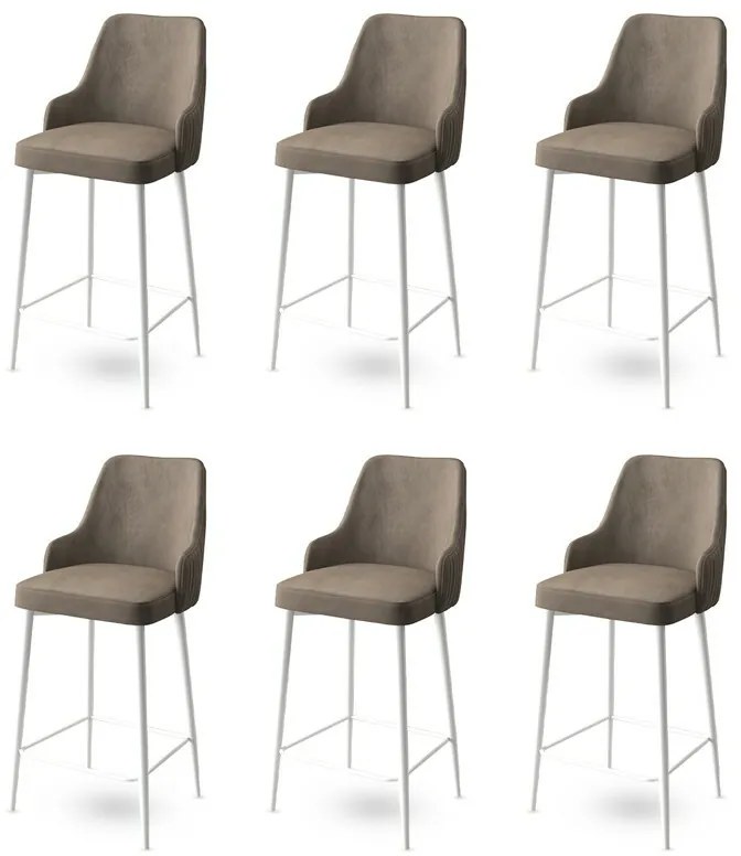 Set de scaune de bar Enox Cappuccino și Alb, 6buc., 6 buc.