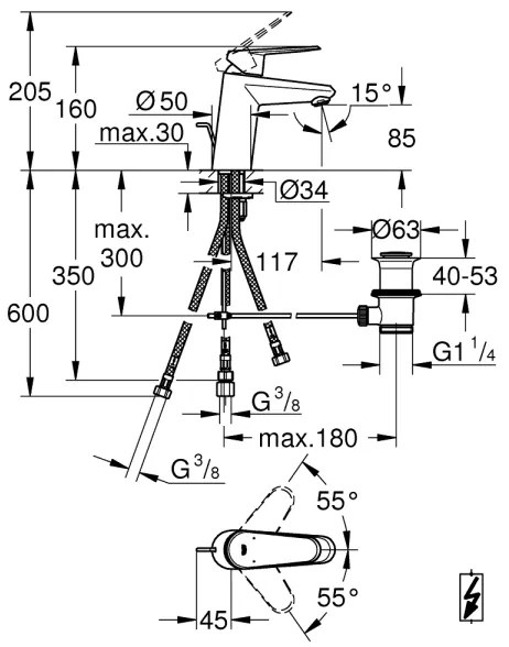GROHE 33177002 - Baterie pentru lavoar EURODISC COSMOPOLITAN DN 15, crom lucios