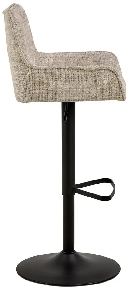Scaun de bar bej cu înălțime ajustabilă, cu cotiere (înălțime șezut 85 cm) Eddie – Actona