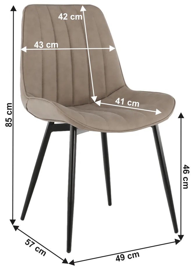 Scaun, piele ecologică gri maroniu taupe/negru, HAZAL