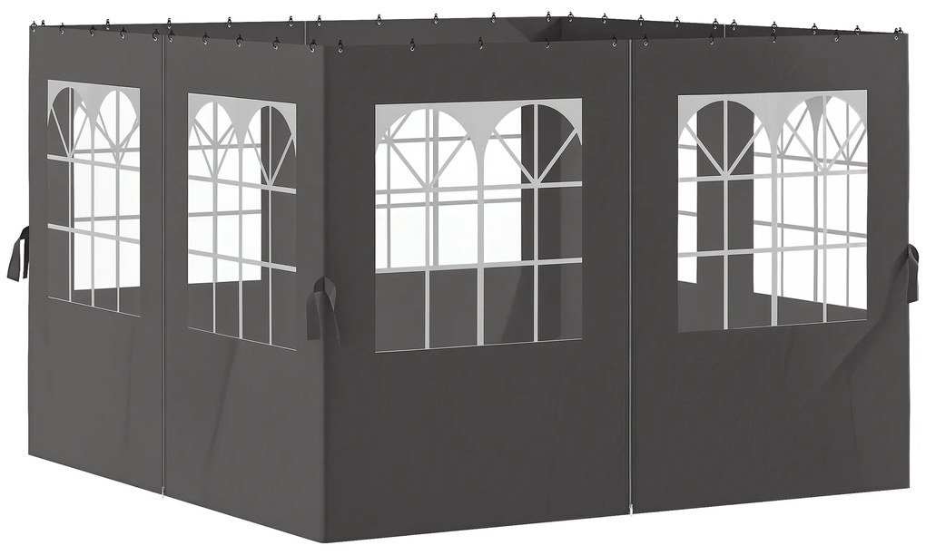 Outsunny Panouri laterale pentru pergolă, 4 panouri laterale pentru pavilion de grădină, cu fermoare, 3 x 4 m pergolă, Gri închis | Aosom Romania