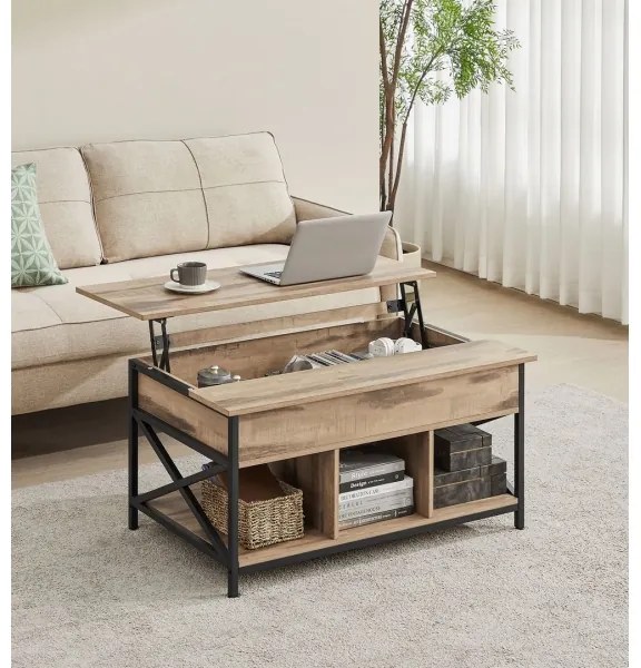 Masă de cafea NYRO cu blat rabatabil, maro/negru