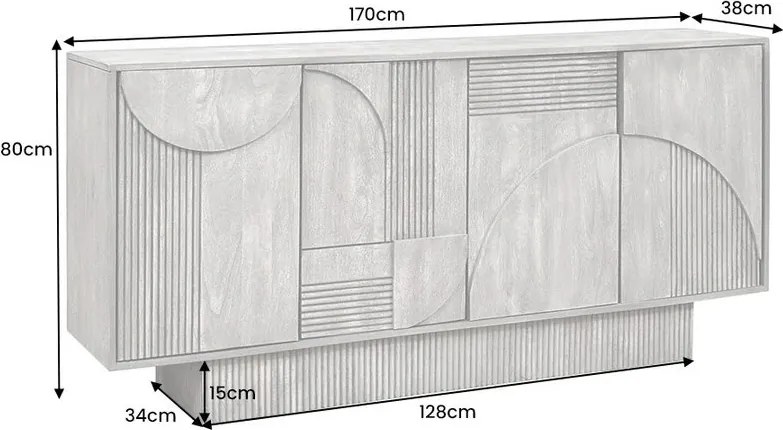 Comoda cu model optic 3D, Lemn, ART DECO 170cm