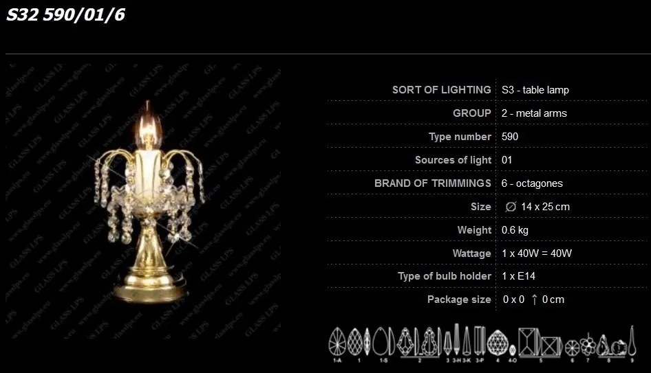 Veioza, lampa de masa LUX cristal Bohemia S32 590/01/6
