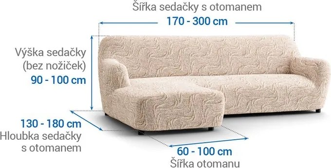 Gaico Huse bielastice BRILLANTE bej canapea cu otoman stânga (l. 170 - 300 cm)