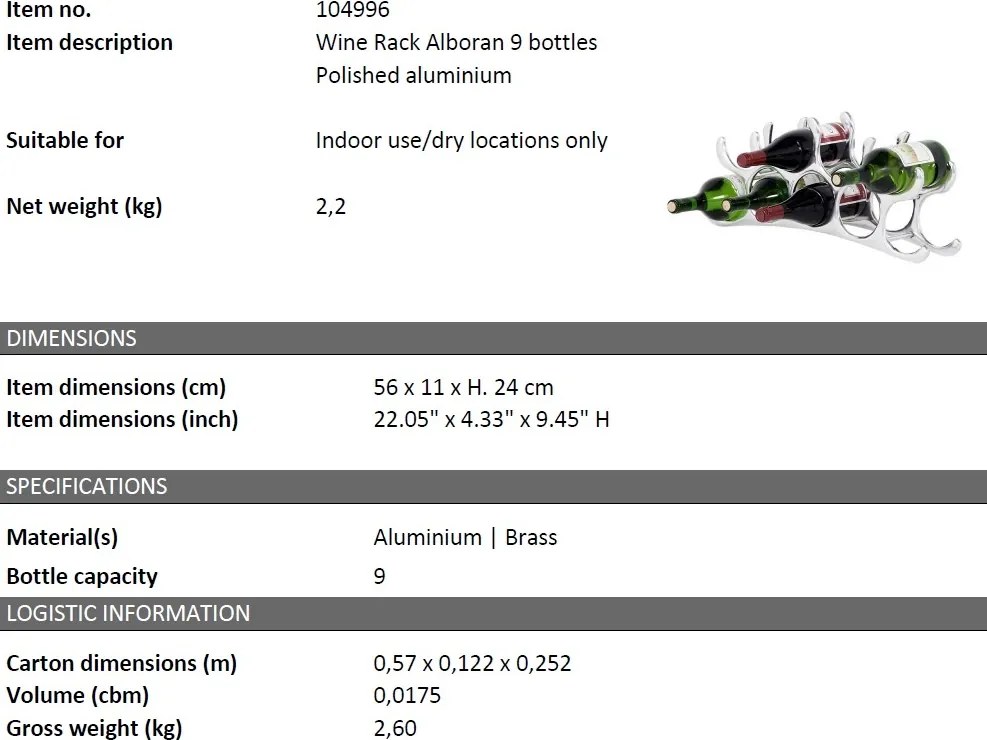 Suport design LUX pentru 9 sticle de vin Alboran M