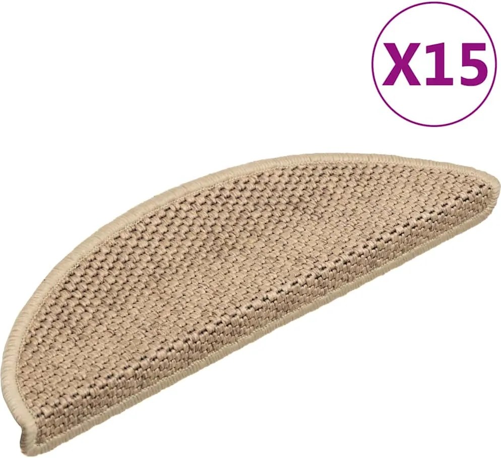 Covorase scari autoadezive 15 buc. nisipiu 56x20cm aspect sisal 15, Nisip, 56 x 20 cm