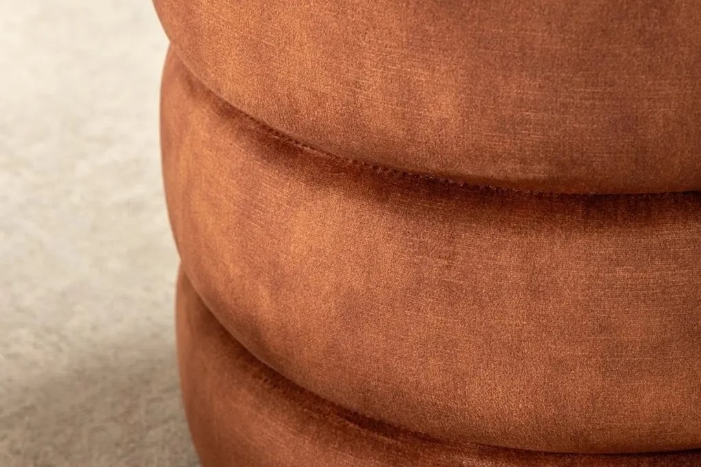 Taburete cu spatiu de depozitare, Catifea Maro ruginiu, VOQUE 50cm