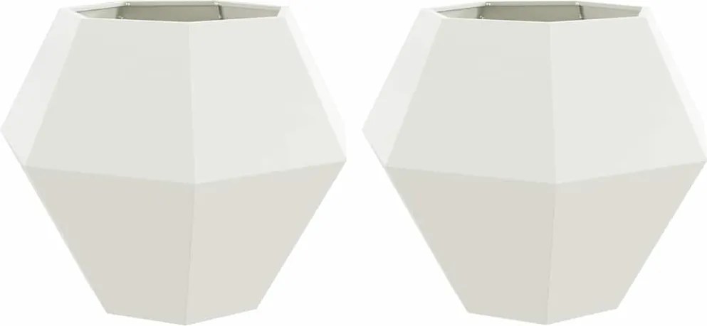 vidaXL Jardinieră 2 pcs Alb 100 x 100 x 80 cm Oțel