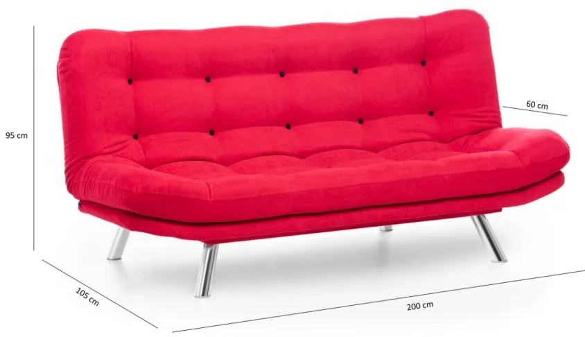 Canapea Extensibilă cu 3 Locuri Misa Sofabed, Rosu