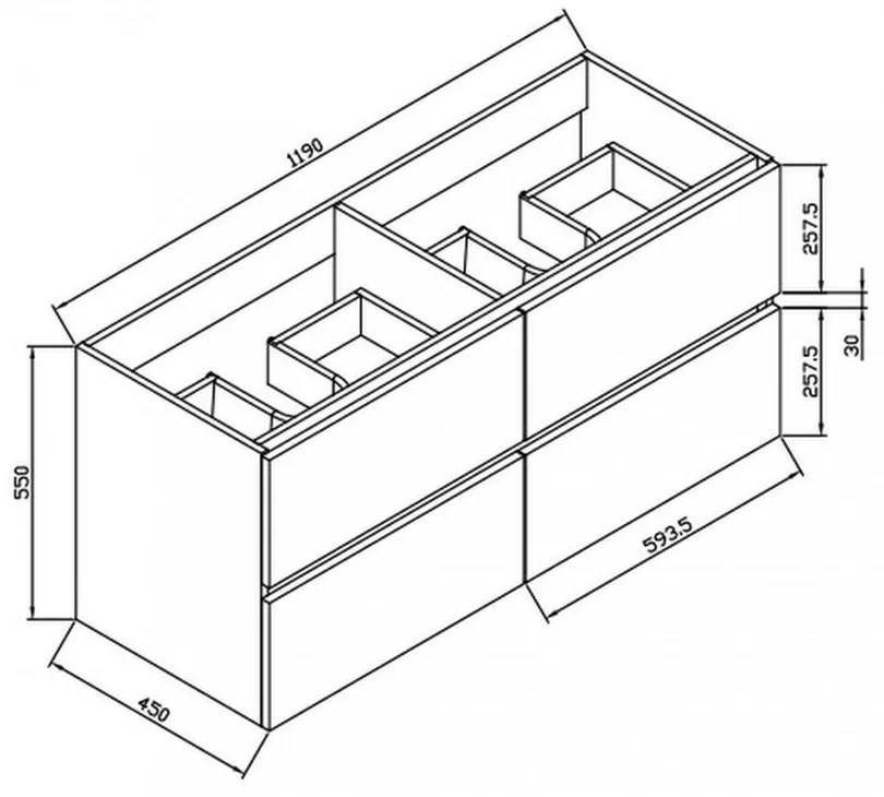 Unitate de toaletă cu 4 sertare Elois White 120