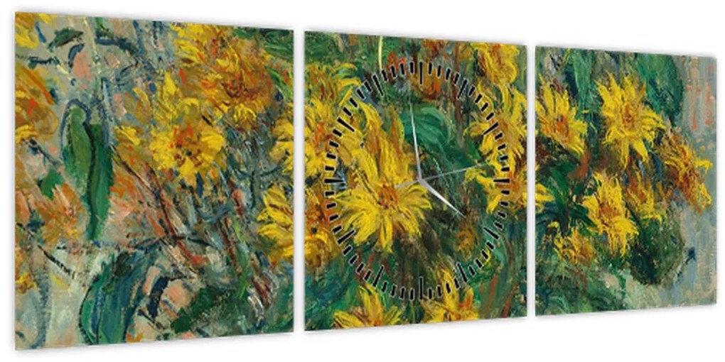 Tablou - Claude Monet, Jerusalem Artichoke Flowers, reproducere (cu ceas) (90x30 cm)