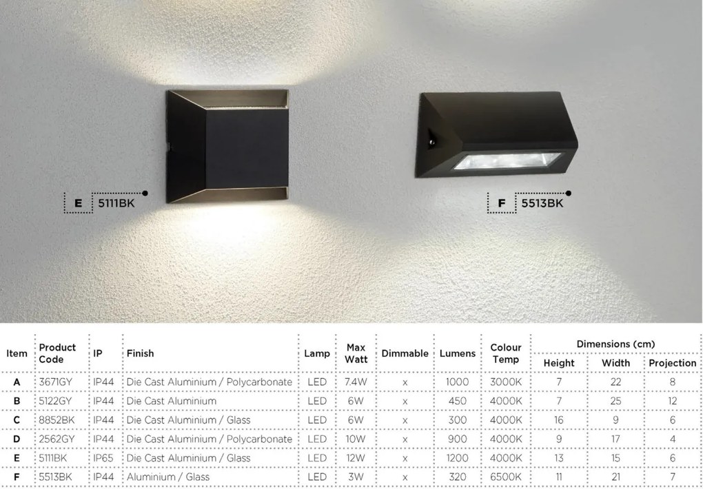 Aplica perete LED de exterior IP44 Up and Down 3671GY SRT