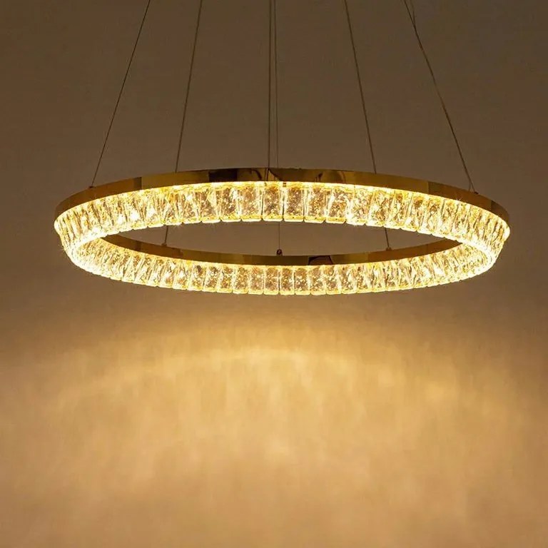 Lustra suspendata LED, Metal, Sticla, SAYOV 100 auriu