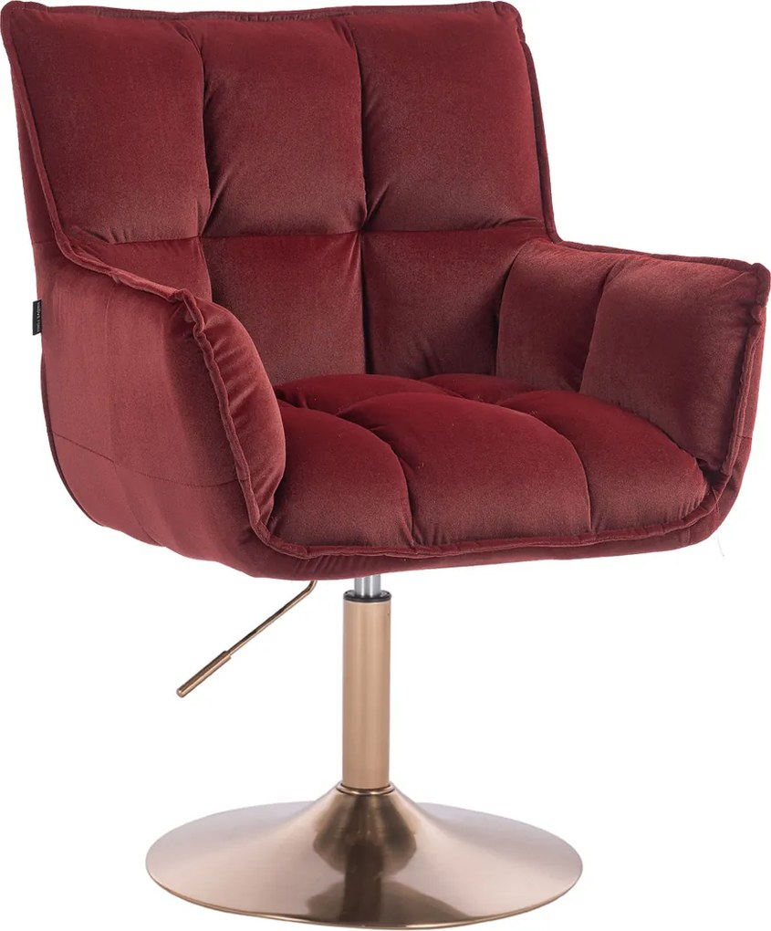 HR560N Scaun Catifea Bordo Merlot cu Bază Aurie
