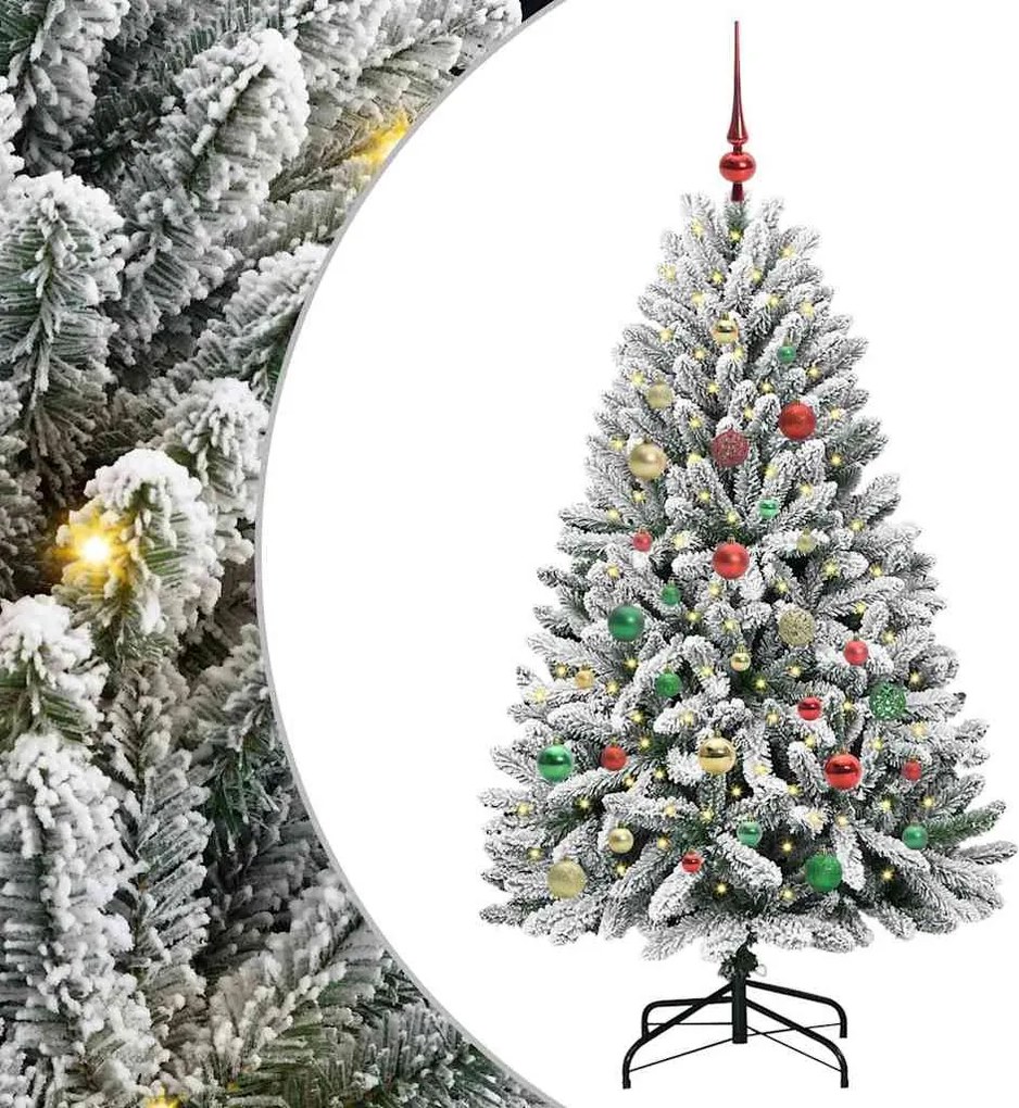 vidaXL Brad de Crăciun artificial Verde și alb 150 cm PVC și Metal