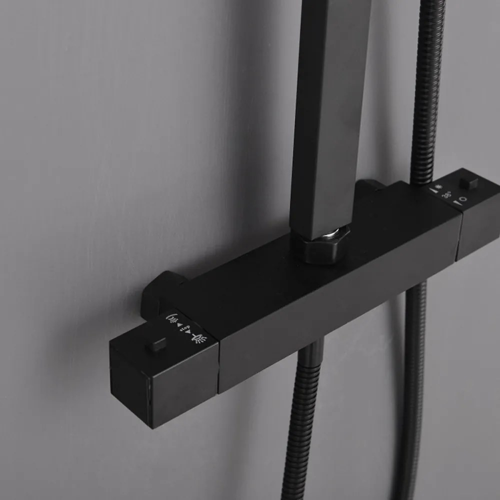 Set de duș Mazama Black cu baterie termostatică