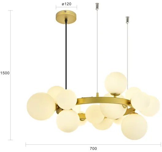 Lustră LED pe cablu Brilagi MILLA 15xG9/3W/230V auriu/alb