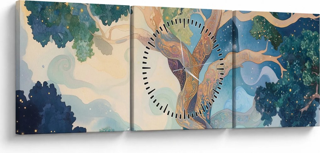 Tablou – Arbore cosmic (cu ceas) (90x30 cm)