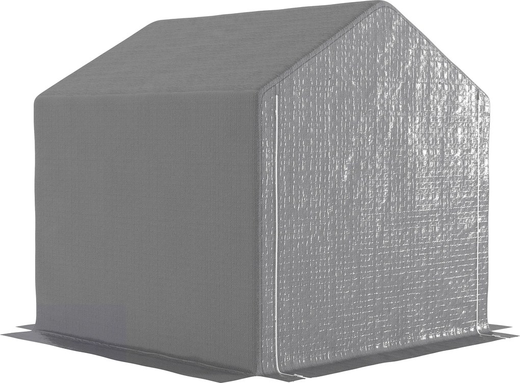 Outsunny Garaj de grădină 2 x 2 x 2 m garaj pentru biciclete exterior cu cadru din oțel galvanizat, impermeabil și rezistent la UV - gri | Aosom Romania