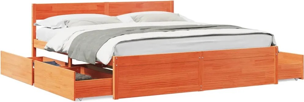 vidaXL Cadru de pat fără saltea, maro ceruit 180x200 cm lemn masiv pin