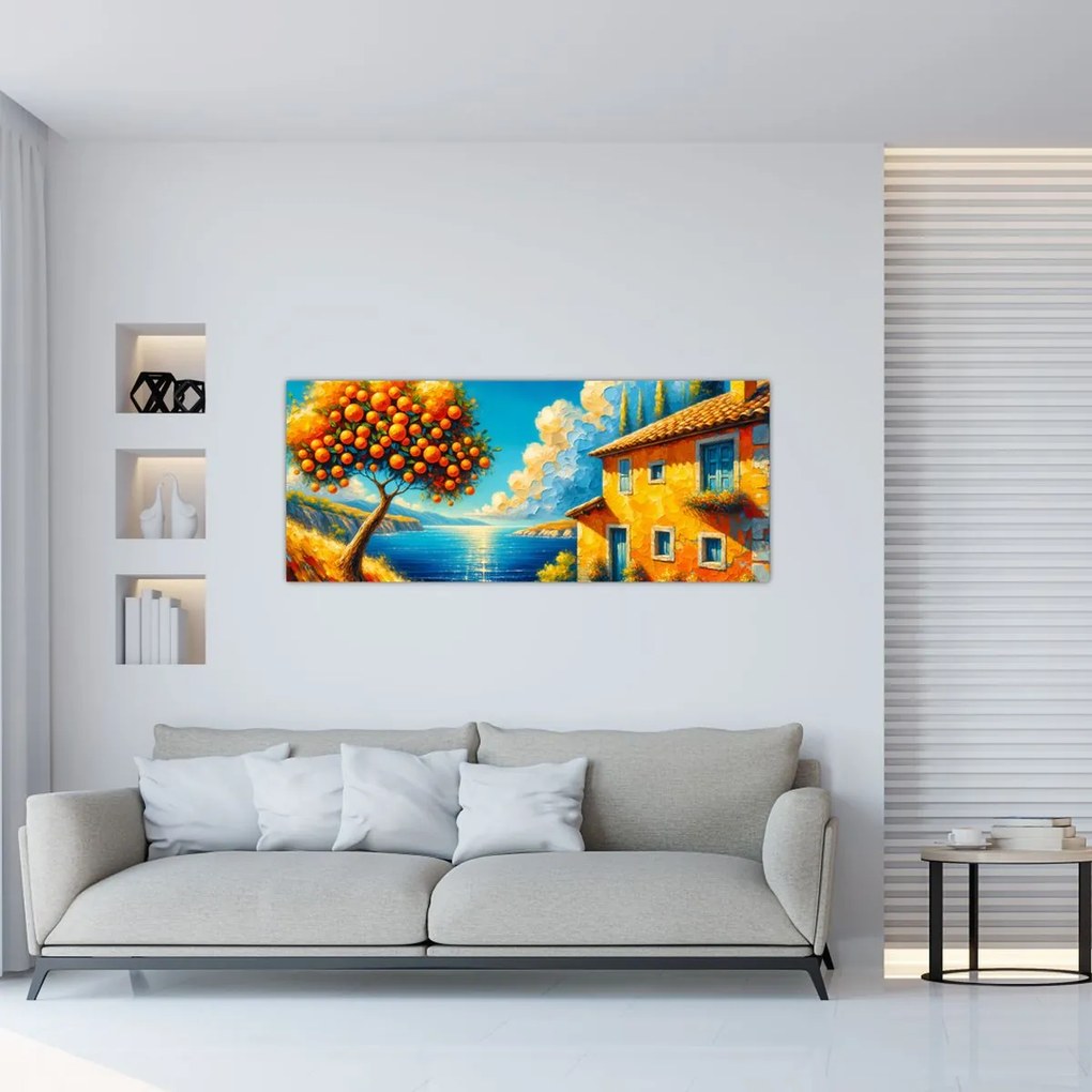 Tablou - Casă cu portocale II. (120x50 cm)