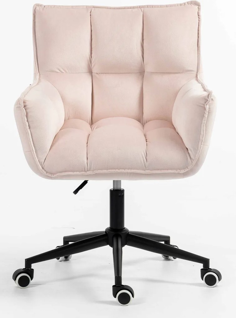 HR560K Scaun Catifea Roz Pudra cu Bază Neagră