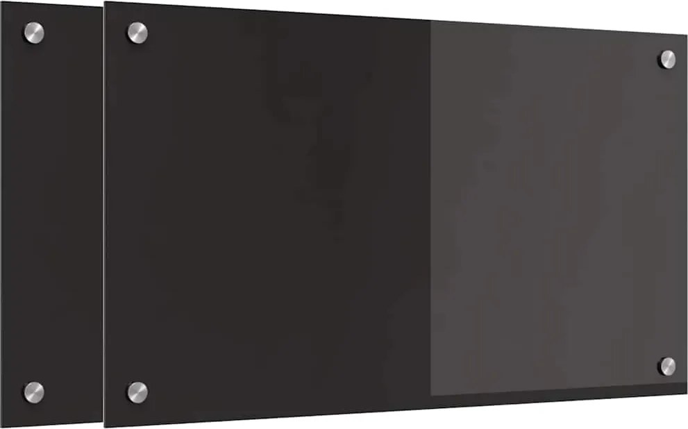 vidaXL Panou de bucătărie 2 pcs Negru 70 x 40 cm sticlă securizată