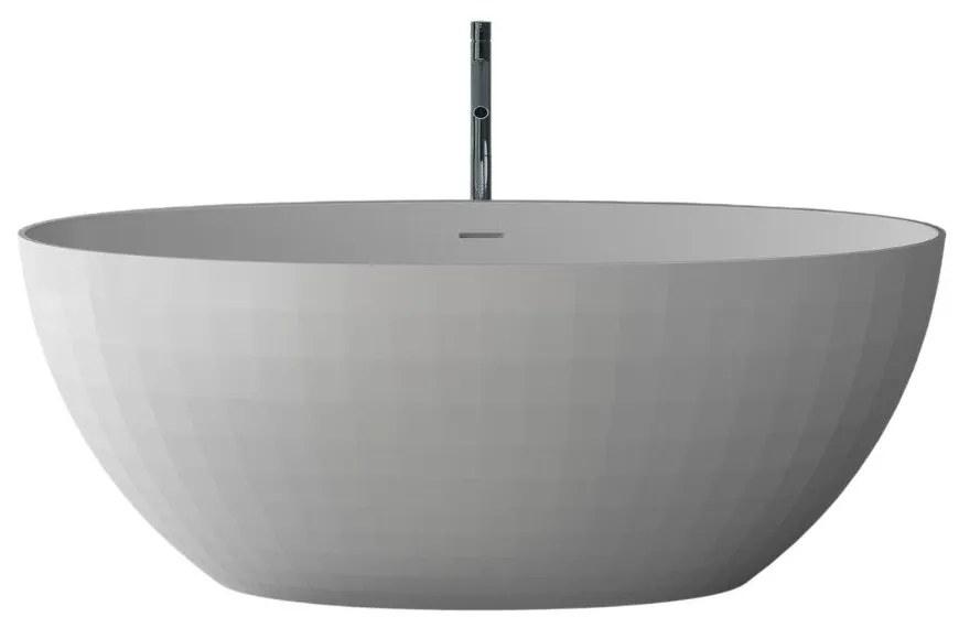 Cada freestanding compozit Marmite Lima, 167 x 83 cm, ovala, alb lucios