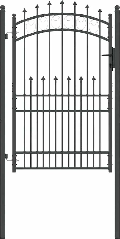 vidaXL Poartă de gard cu țepi Gri 200 x 100 cm Oțel vopsit în pulbere