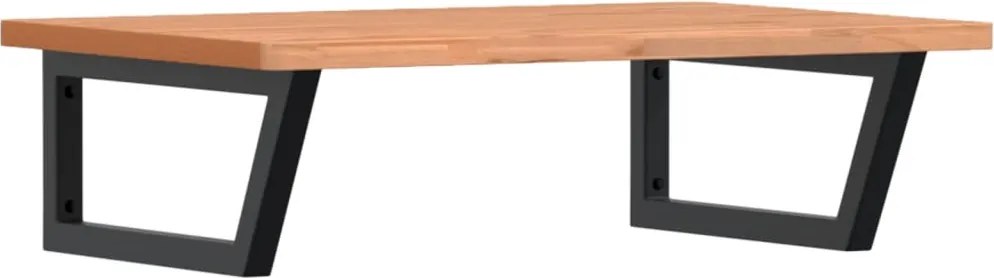 vidaXL Raft pentru lavoar montat pe perete, oțel și lemn masiv fag