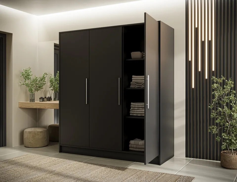 Dulap cu 3 usi Alarica 180x60x200 cm Alarica – Negru