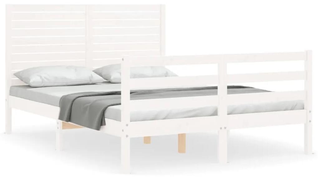 3194997 vidaXL Cadru de pat cu tăblie dublu mic, lemn masiv